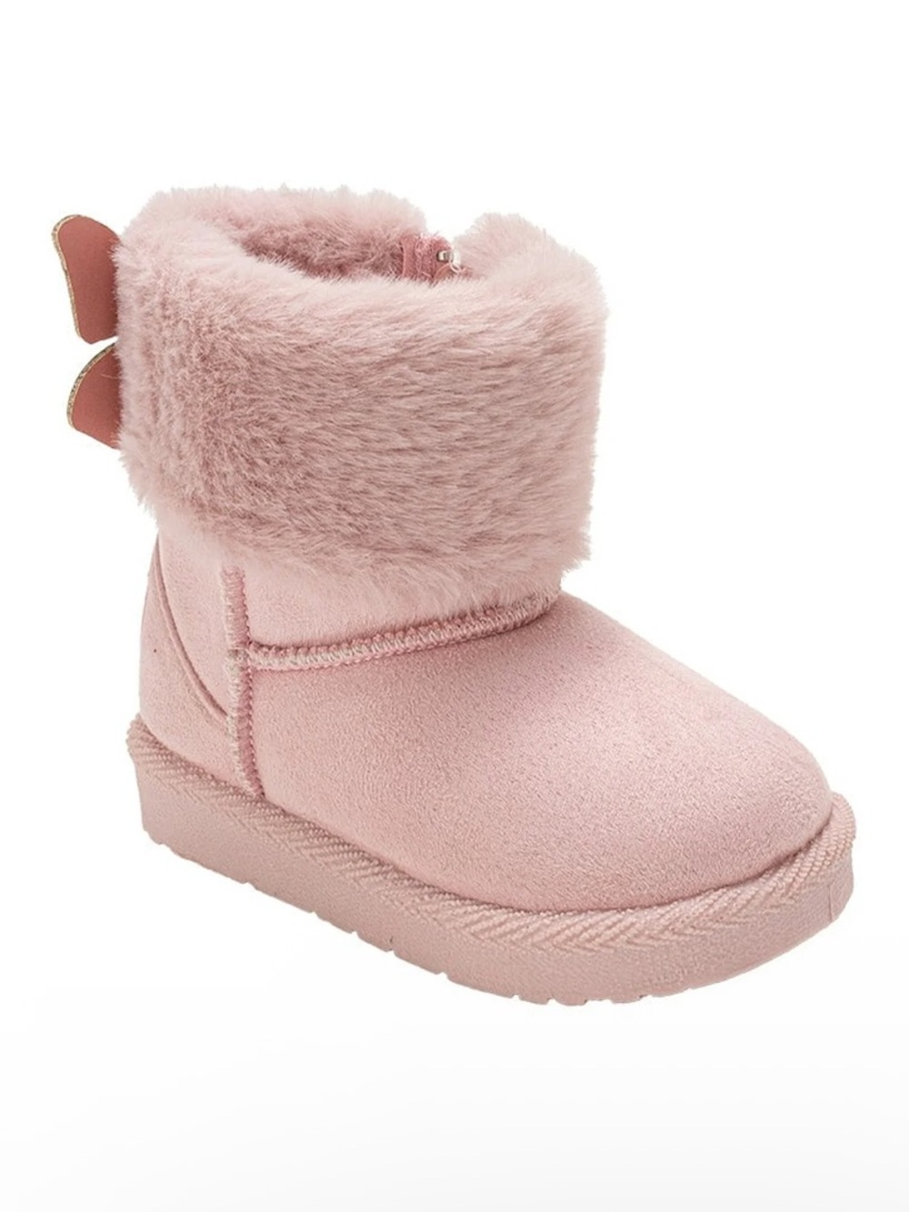 Bebe  Baby Girls' Pink Faux Fur Bow Winter Boot